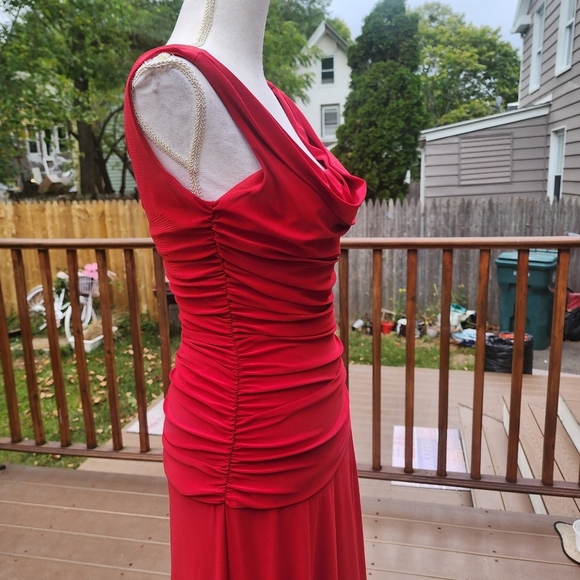 Collection Dressbarn Red Floor Length Sleevesless Strechy Dress size 8 - Picture 10 of 14